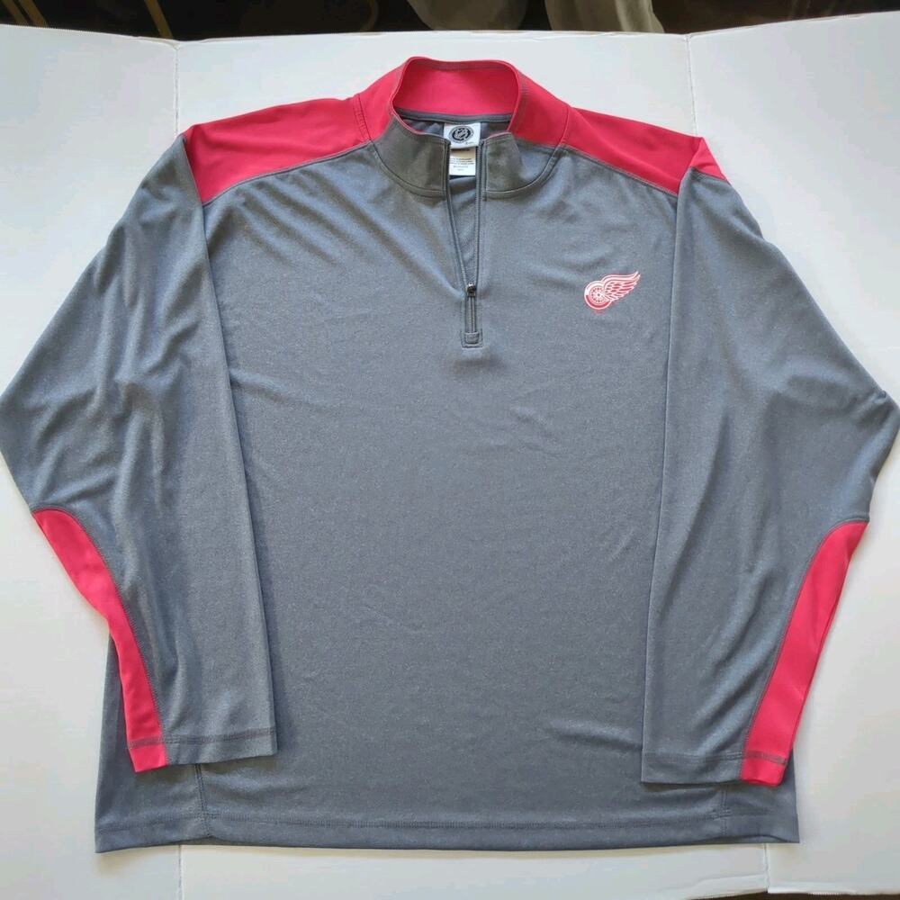 Detroit Red Wings Quarter Zip Pullover 2XL Red and Grey NHL Licensed Rarely Worn - Picture 4 of 6